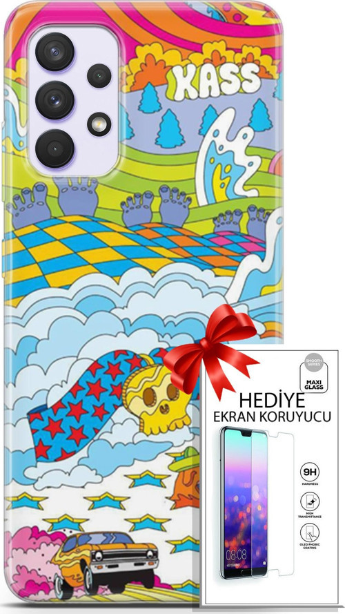 Samsung Galaxy A32 4G Kılıf Orijinal Seri Cardano 01 Yıldız Bulut Telefon Kılıfı + Ekran Koruyucu