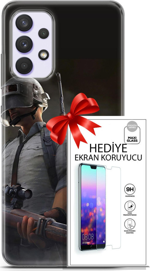 Samsung Galaxy A32 4G Kılıf Orijinal Seri Pubg 02 Battlegrounds Kapak Ve Ekran Koruyucu