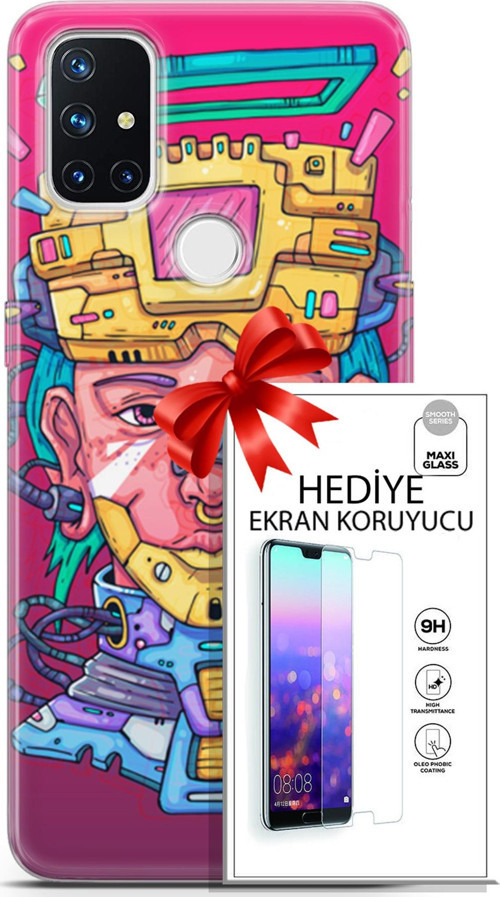 Oneplus Nord N10 5G Kılıf Orijinal Seri Punky 02 Robotica Kapak Ve Ekran Koruyucu