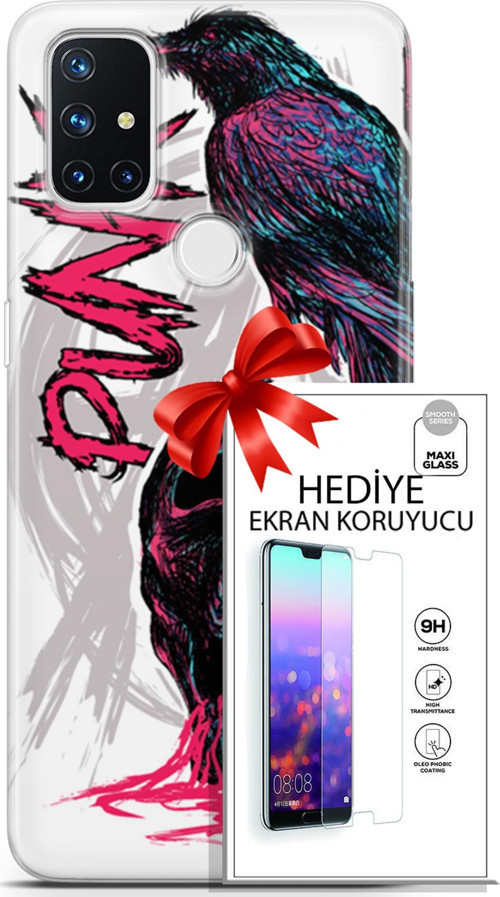 Oneplus Nord N10 5G Kılıf Orijinal Seri Punky 03 Karga İskelet Arka Kapak + Ekran Koruyucu