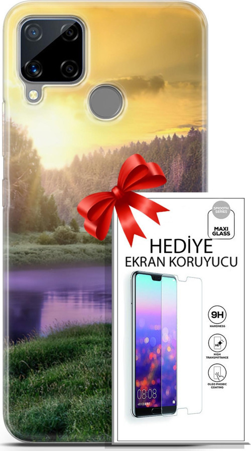 Realme C15 Kılıf Orijinal Seri Fantasy 05 Nehir Koruma Kılıfı + Ekran Koruyucu