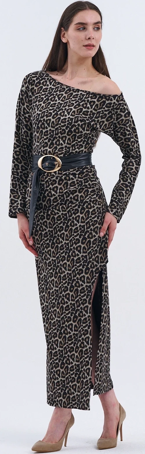 Yeni Elbise Modelimiz: Leopar Desenli Uzun Kollu Elbise
