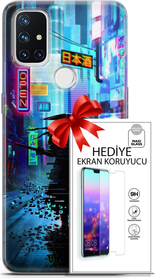 Oneplus Nord N10 5G Kılıf Orijinal Seri Cyberpunk 29 Open Leke Tutmaz Kapak + Ekran Koruyucu