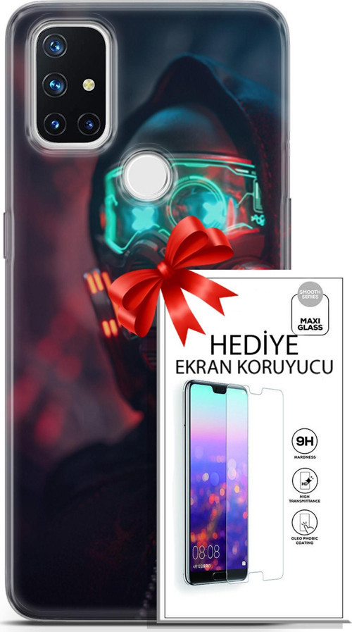 Oneplus Nord N10 5G Kılıf Orijinal Seri Cyberpunk 03 Vr Maske Arka Kapak + Ekran Koruyucu