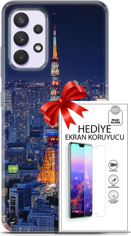 Samsung Galaxy A32 4G Kılıf Orijinal Seri Fantasy 02 Eyfel Kapak Ve Ekran Koruyucu