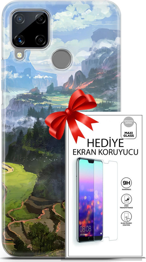 Realme C15 Kılıf Orijinal Seri Neo 23 Joker Kart Telefon Kabı Ve Ekran Koruyucu