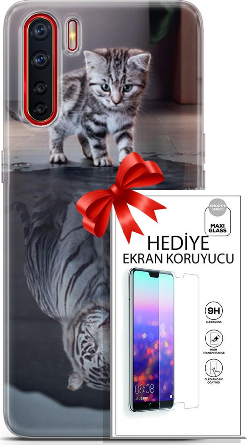 Oppo A91 Kılıf Orijinal Seri Scotish-British 15 Yavru British Kalın Silikon + Ekran Koruyucu