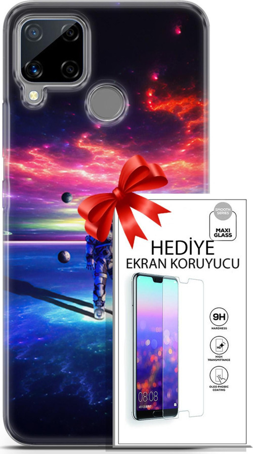 Realme C15 Kılıf Orijinal Seri Neo 22 Kaptan Amerika Kap + Ekran Koruyucu
