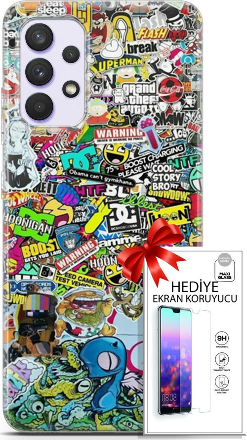 Samsung Galaxy A32 4G Kılıf Orijinal Seri Bounce 05 Katie Ward Koruma Kılıfı + Ekran Koruyucu