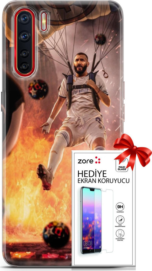 Oppo A91 Kılıf Orijinal Seri Supers 03 Karim Benzema Real Madrid Arka Kapak + Ekran Koruyucu