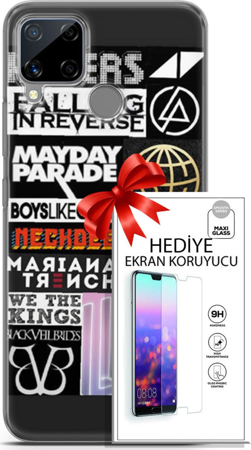 Realme C15 Kılıf Orijinal Seri Punky 28 Killers İz Bırakmayan Kılıf + Ön Ekran Koruyucu