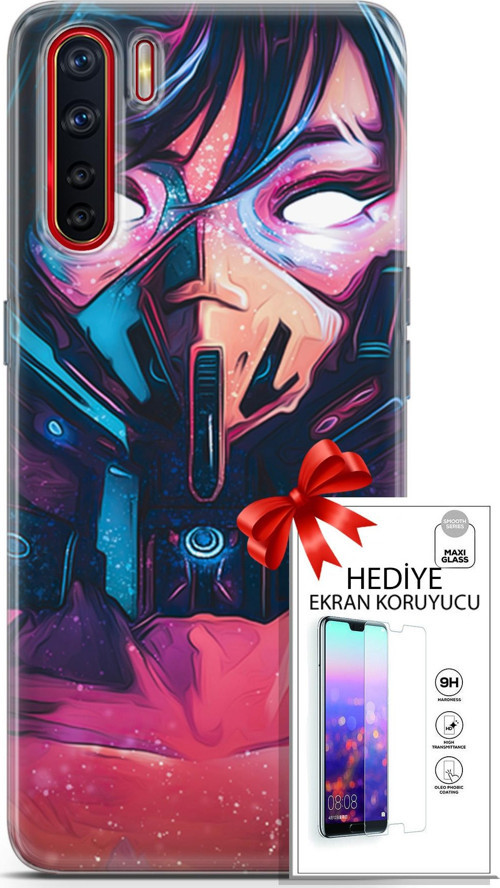 Oppo A91 Kılıf Orijinal Seri Algorand 27 Maskeli Kadın Lazer Kesim Silikon Ekran Koruyucu