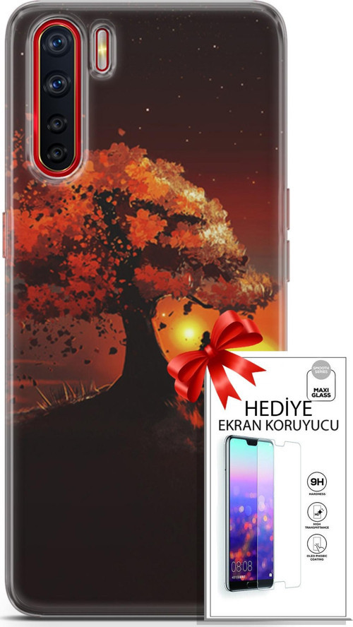 Oppo A91 Kılıf Orijinal Seri Algorand 12 Ağaç Altında Tasarım Kılıf + Ekran Koruyucu