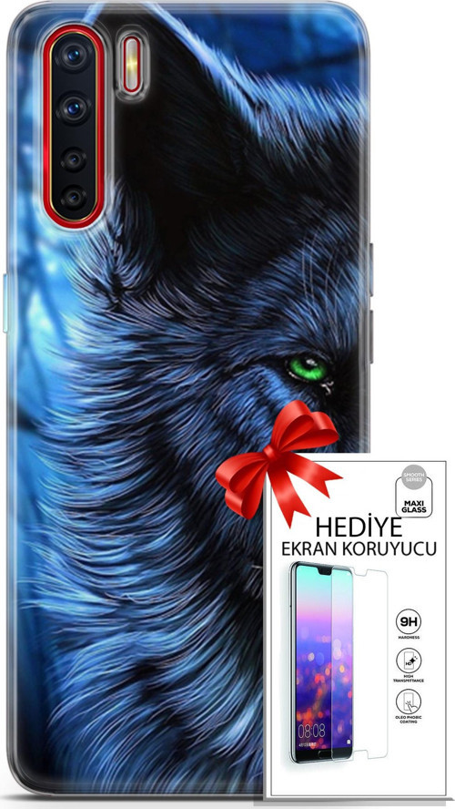 Oppo A91 Kılıf Orijinal Seri Cardano 16 Kurt Yeşil Göz Hediyelik Kılıf Ve Ekran Koruyucu