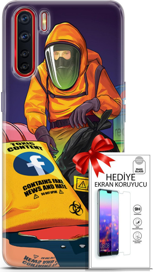 Oppo A91 Kılıf Orijinal Seri Cardano 24 Toxic Darbe Emici Kılıf + Ekran Koruyucu