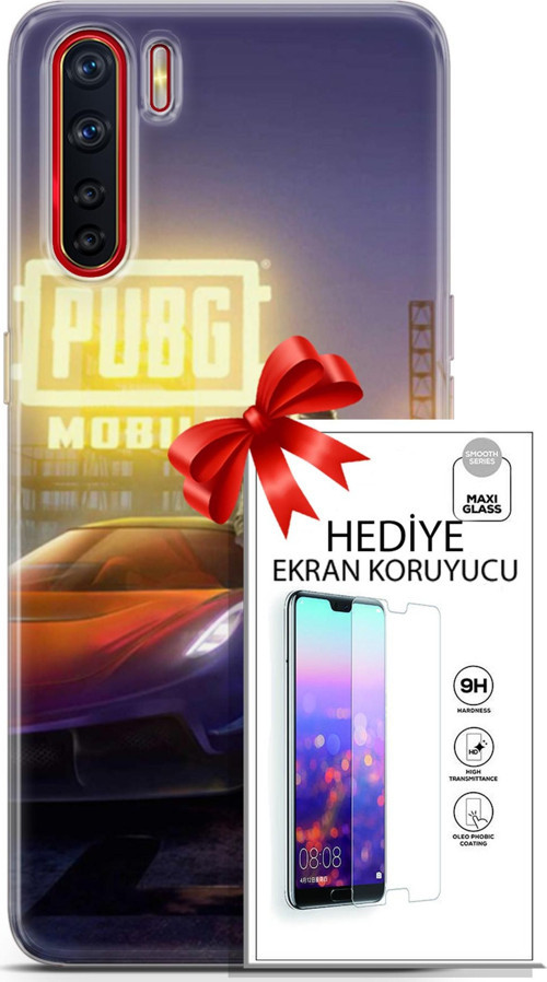 Oppo A91 Kılıf Orijinal Seri Pubg 17 Arabalı Yumuşak Kılıf + Ekran Koruyucu