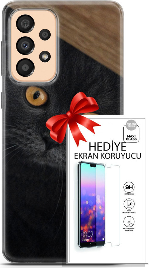 Samsung Galaxy A33 5G Kılıf Orijinal Seri Scotish-British 03 Sarı Gözler Arka Kapak + Ekran Koruyucu