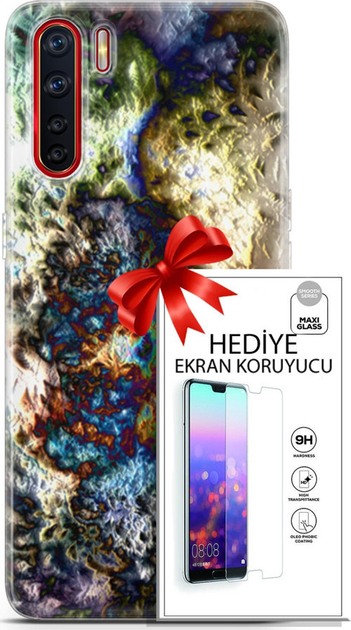 Oppo A91 Kılıf Orijinal Seri Nature 13 Volkanik Case Kapak Ekran Koruyucu