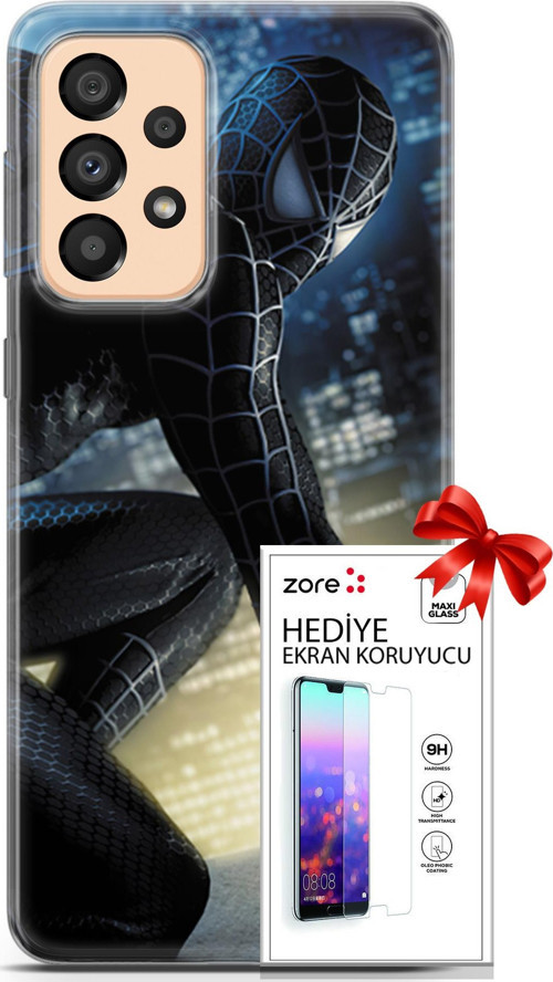 Samsung Galaxy A33 5G Kılıf Orijinal Seri Supers 21 Spider Man Duvar Kağıdı Darbe Önleyici Kapak + Ekran Koruyucu