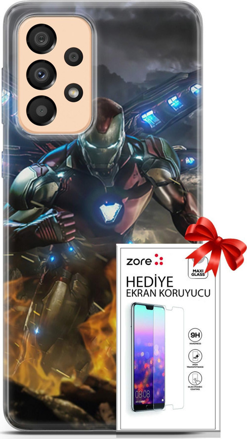 Samsung Galaxy A33 5G Kılıf Orijinal Seri Supers 30 Iron Man Kenarları Şeffaf Kapak Ve Ekran Koruyucu