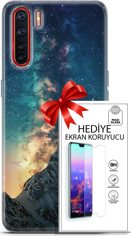 Oppo A91 Kılıf Orijinal Seri Fantasy 19 Mavi Gece Tam Koruma Kılıf + Ekran Koruyucu