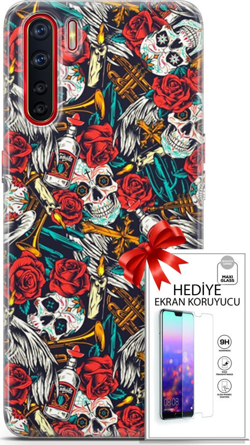 Oppo A91 Kılıf Orijinal Seri Bounce 21 Carol Lowe Darbe Önleyici Kapak + Ön Ekran Koruyucu