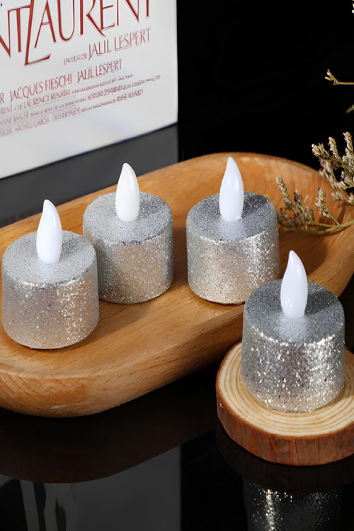 Dekoratif 4 Adet Led Tealight Mum Alev Yanma Efektli Led Işıklı Mum Dekor Alevsiz Mum