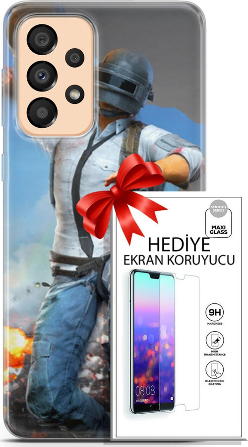 Samsung Galaxy A33 5G Kılıf Orijinal Seri Pubg 01 Action Figur Telefon Kılıfı + Ekran Koruyucu