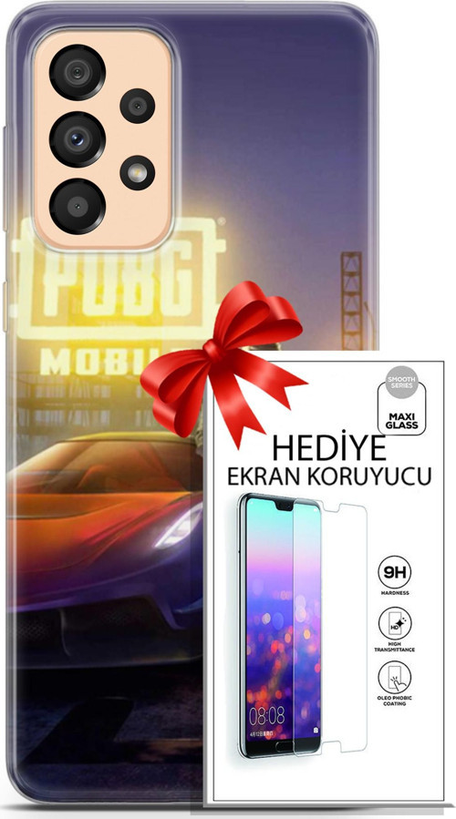 Samsung Galaxy A33 5G Kılıf Orijinal Seri Pubg 17 Arabalı Yumuşak Kılıf + Ekran Koruyucu