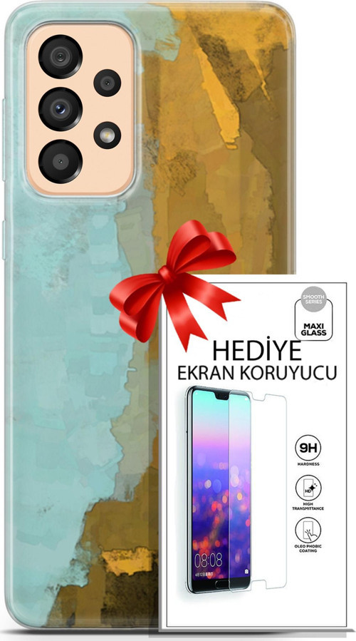 Samsung Galaxy A33 5G Kılıf Orijinal Seri Nature 25 Su Yeşili Soyulmayan Kılıf + Ekran Koruyucu Full