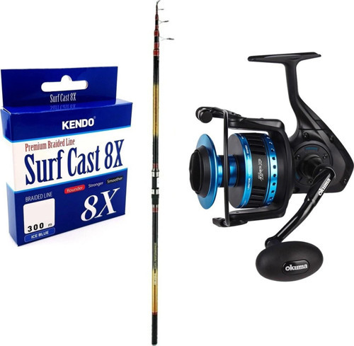 YekOutdoor Profesyonel Olta Seti Okuma Savant Surf 420 cm 5 Parça Surf Kamışı&Okuma Azores ZXP-6000 6+1 bb Olta Makinesi