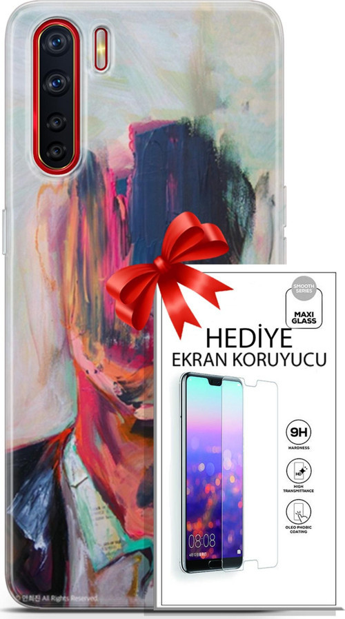 Oppo A91 Kılıf Orijinal Seri Soul 22 Acivert Pembe Kap + Ekran Koruyucu