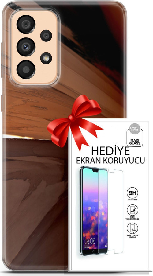 Samsung Galaxy A33 5G Kılıf Orijinal Seri Nature 01 Kahverengi Tonlar Telefon Kılıfı + Ekran Koruyucu