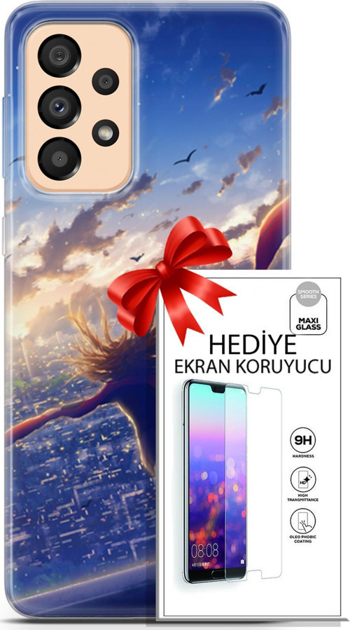 Samsung Galaxy A33 5G Kılıf Orijinal Seri Fantasy 03 Kuşlar Kız Arka Kapak + Ekran Koruyucu