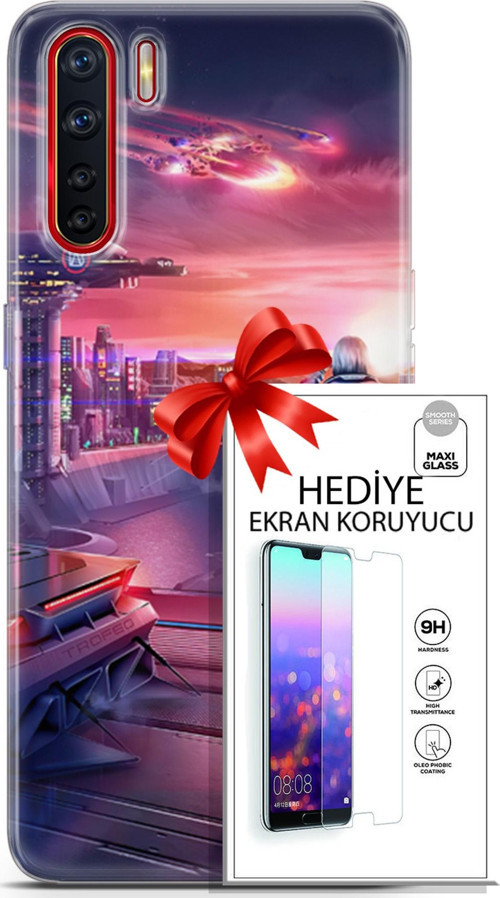 Oppo A91 Kılıf Orijinal Seri Cyberpunk 13 Dünya Dışı Case Kapak Ekran Koruyucu