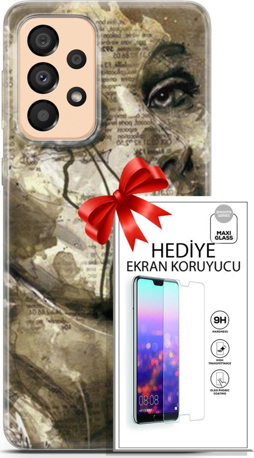 Samsung Galaxy A33 5G Kılıf Orijinal Seri Soul 17 Ağlayan Yüz Yumuşak Kılıf + Ekran Koruyucu