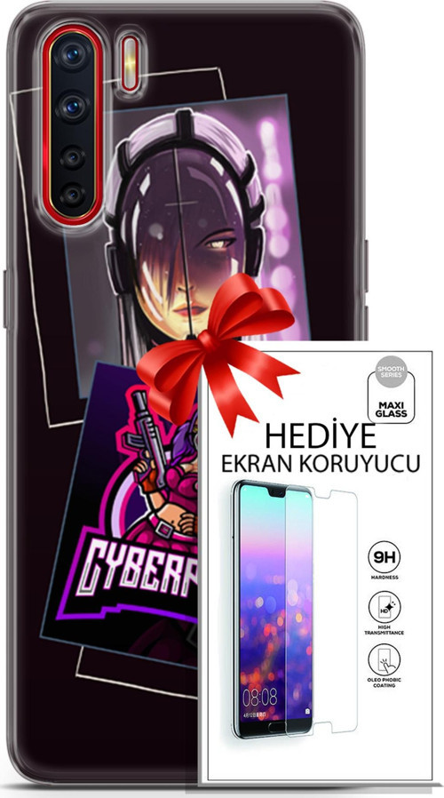Oppo A91 Kılıf Orijinal Seri Cyberpunk 10 Cyber Kız Full Hd Kılıf + Ekran Koruyucu