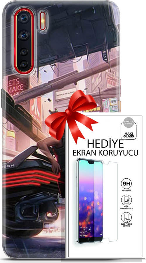 Oppo A91 Kılıf Orijinal Seri Cyberpunk 19 Keanu Reeves Tam Koruma Kılıf + Ekran Koruyucu