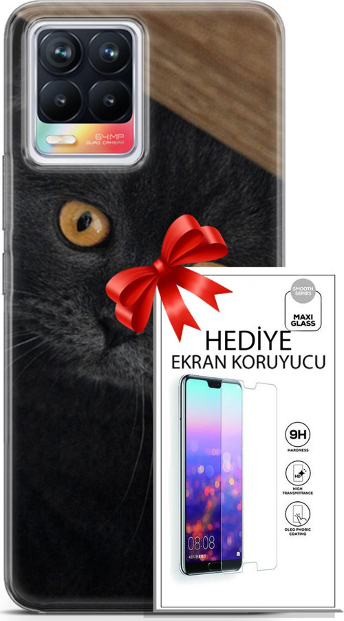 Realme 8 Kılıf Orijinal Seri Scotish-British 03 Sarı Gözler Arka Kapak + Ekran Koruyucu