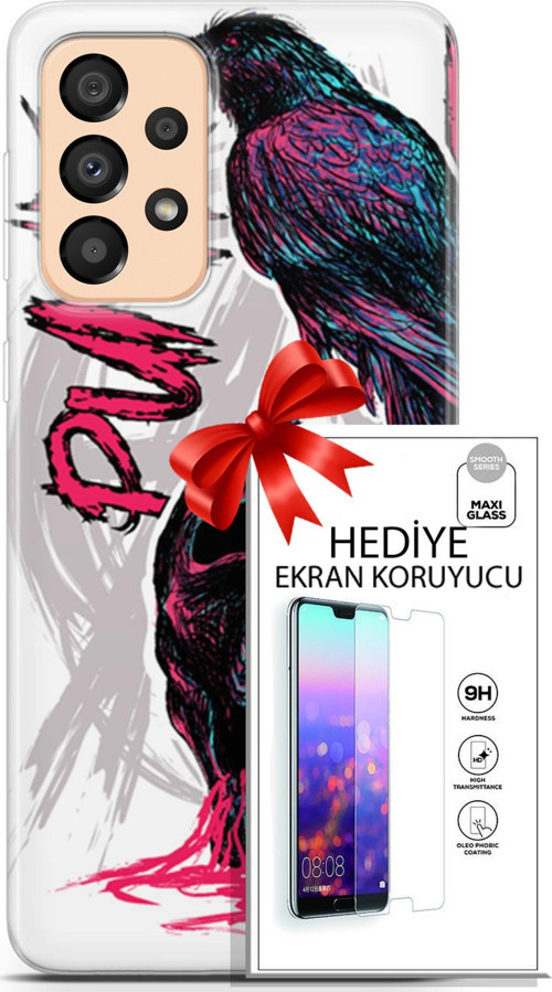 Samsung Galaxy A33 5G Kılıf Orijinal Seri Punky 03 Karga İskelet Arka Kapak + Ekran Koruyucu