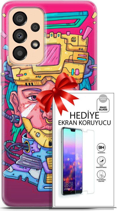 Samsung Galaxy A33 5G Kılıf Orijinal Seri Punky 02 Robotica Kapak Ve Ekran Koruyucu