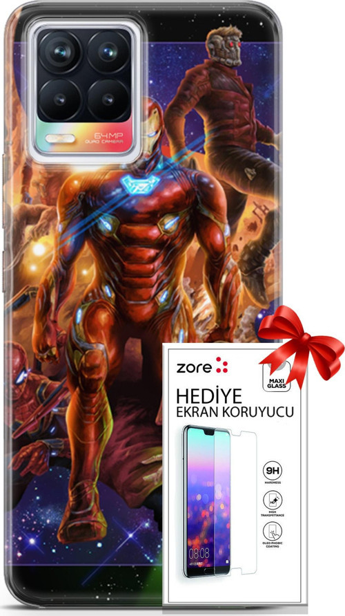 Realme 8 Kılıf Orijinal Seri Supers 28 Avengers Endgame İz Bırakmayan Kılıf + Ön Ekran Koruyucu