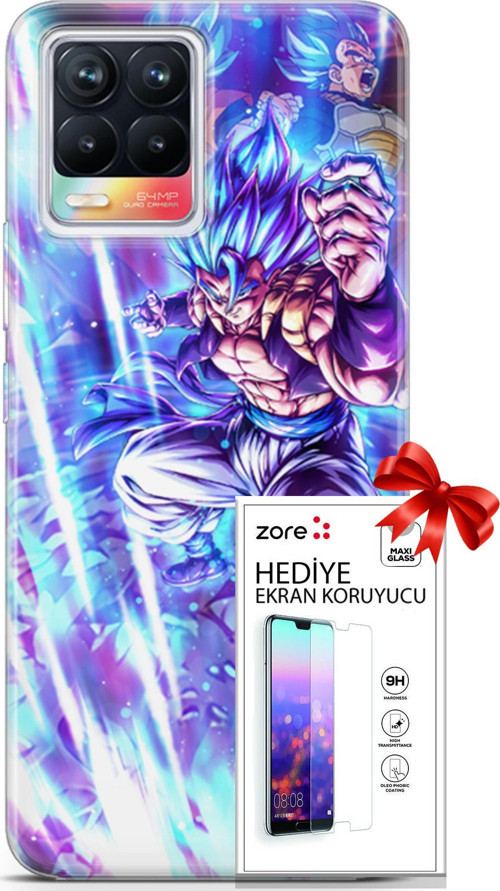Realme 8 Kılıf Orijinal Seri Supers 17 Dragon Gogeta Anime Yumuşak Kılıf + Ekran Koruyucu