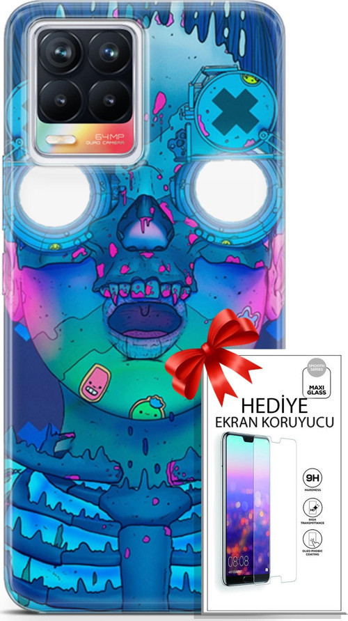 Realme 8 Kılıf Orijinal Seri Algorand 14 Robotika Cover Kılıf + Ön Ekran Koruyucu