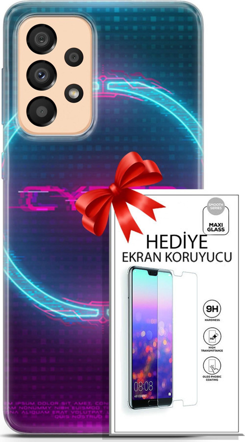 Samsung Galaxy A33 5G Kılıf Orijinal Seri Cyberpunk 09 Cyber Logo Uv Kılıf Ve Ekran Koruyucu