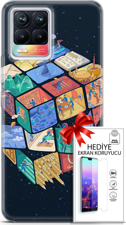 Realme 8 Kılıf Orijinal Seri Algorand 03 Rubik Arka Kapak + Ekran Koruyucu