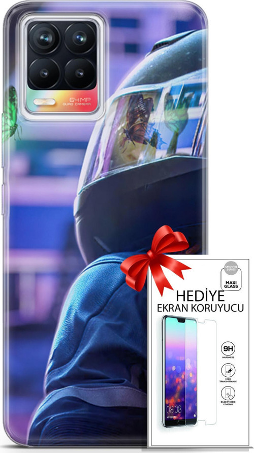 Realme 8 Kılıf Orijinal Seri Algorand 26 Kelebekler Soft Kapak + Ekran Koruyucu