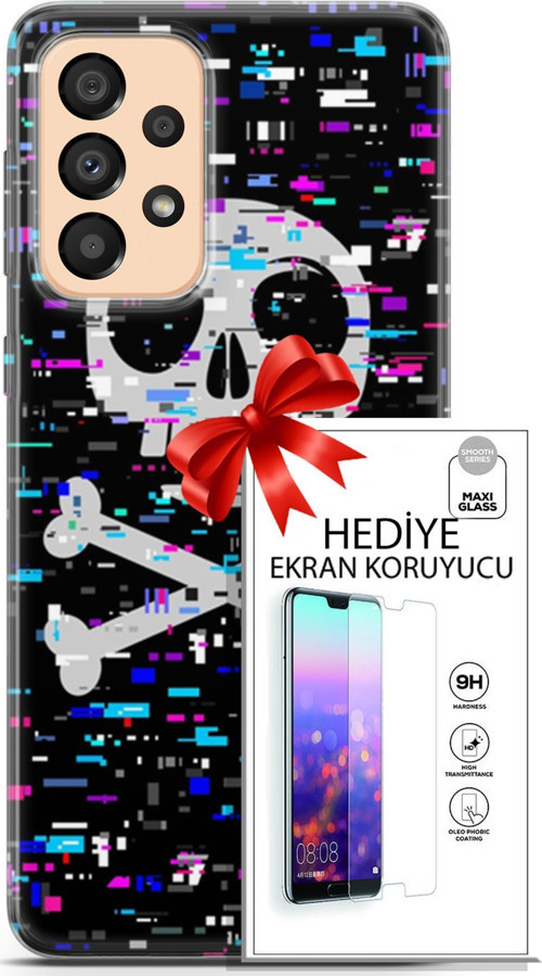 Samsung Galaxy A33 5G Kılıf Orijinal Seri Cyberpunk 01 Kurukafa Telefon Kılıfı + Ekran Koruyucu