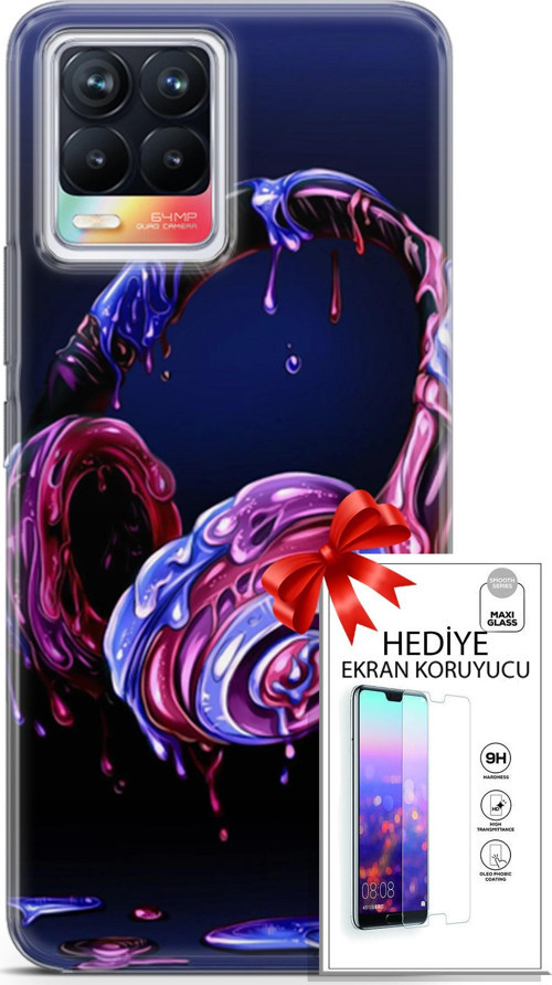 Realme 8 Kılıf Orijinal Seri Cardano 14 Kulaklık Cover Kılıf + Ön Ekran Koruyucu
