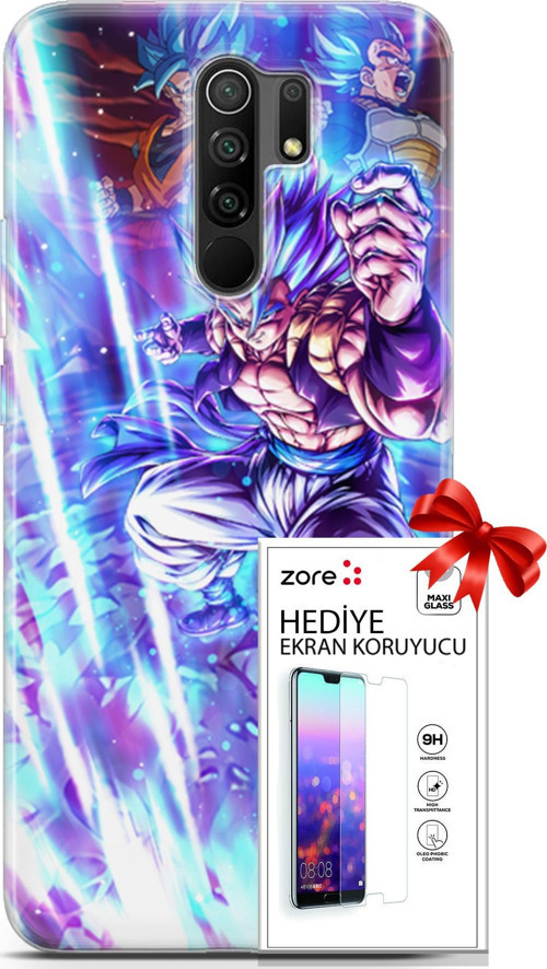 Xiaomi Redmi 9 Kılıf Orijinal Seri Supers 17 Dragon Gogeta Anime Yumuşak Kılıf + Ekran Koruyucu